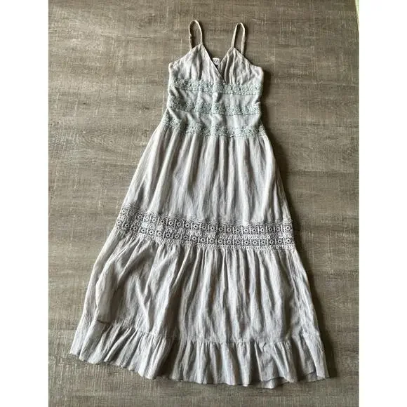 Romeo + Juliet Couture Maxi Dress Womens M Taupe Boho Gauze Crochet Beach NWT - Picture 12 of 13